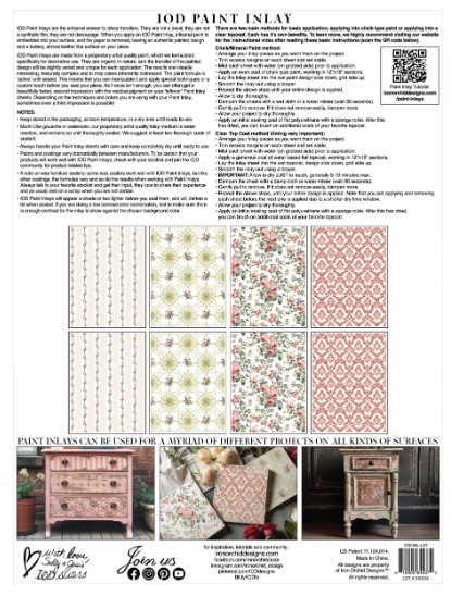 Iron Orchid Designs Lattice Rose Paint Inlay for Furniture Decor & Craft Projects, Floral Pattern DIY Home Accent