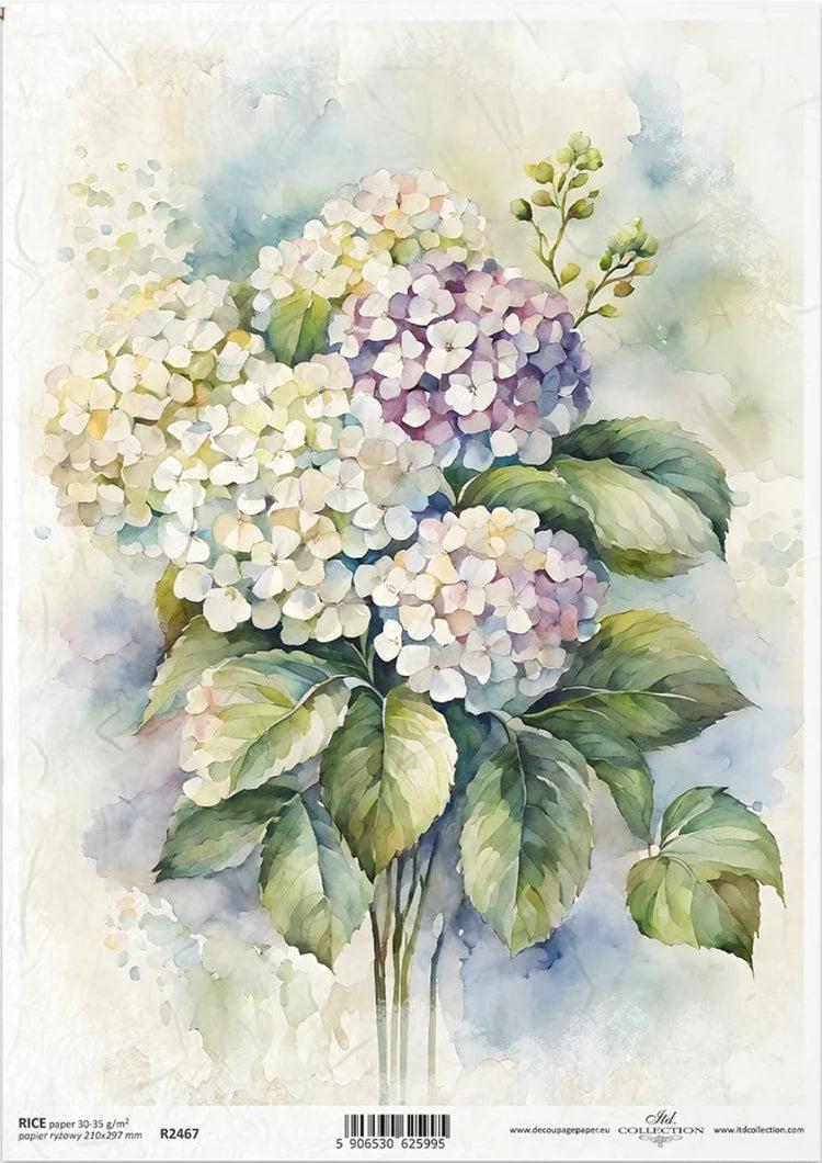 A4 Hydrangea Decoupage Paper - R2467