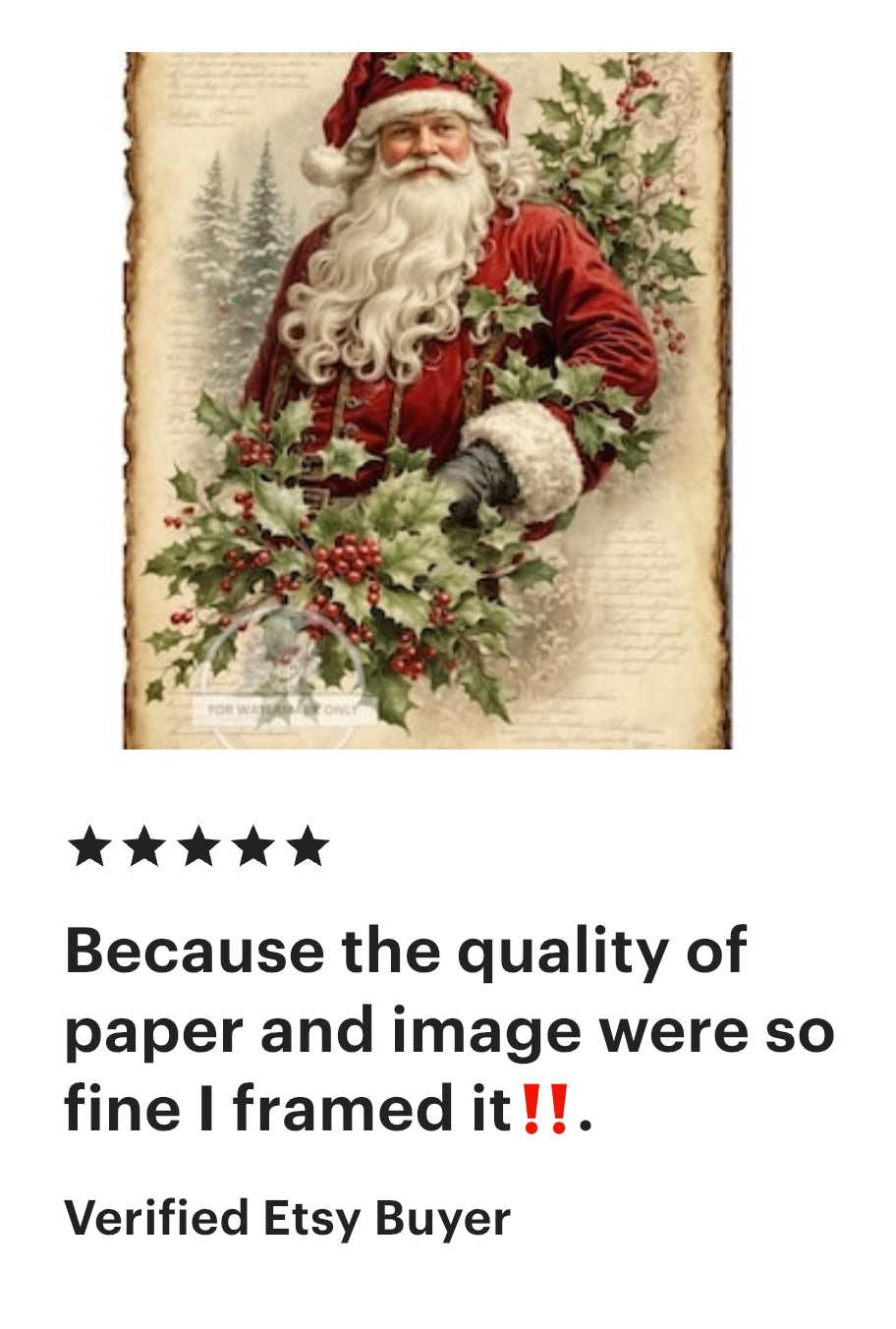 A4 Holly Jolly Santa Decoupage Rice Paper for DIY Gifts Holiday Decor and Framing