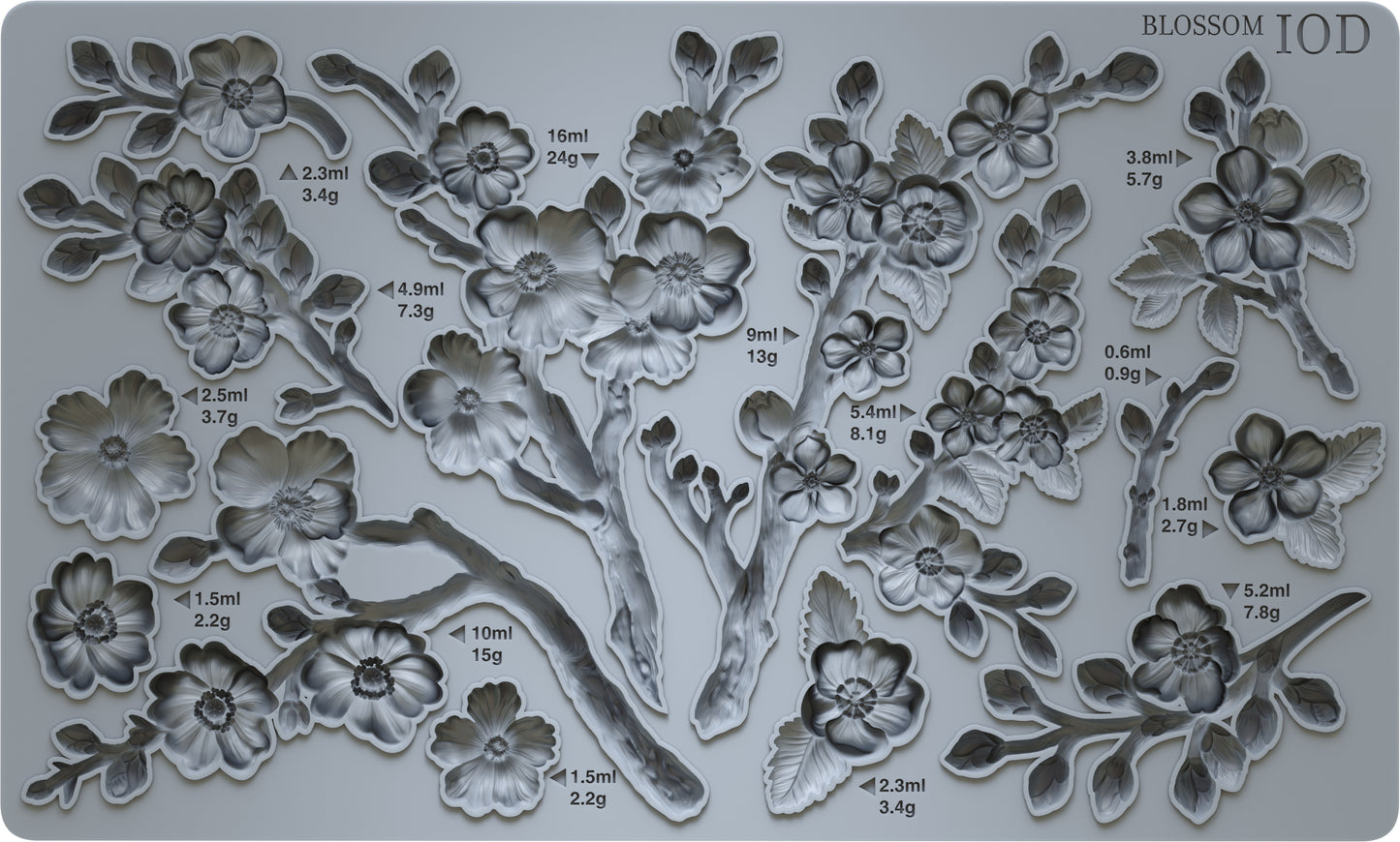 Iron Orchid Designs Blossom Mould - Food Safe Silicone Mold for Floral Appliques, Furniture & Spring Crafts