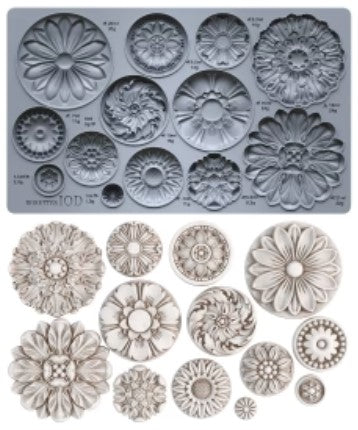 Iron Orchid Designs Rosettes Mould - Food Safe Silicone Mold for Decorative Medallions, Furniture Appliques & Crafts