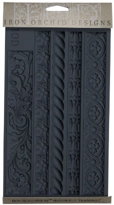 Iron Orchid Designs Trimmings 2 Mould, Decorative Trim & Trimming Mold for Crafting, Jewelry, Air Dry Clay, Intricate Details, 6x10 inches