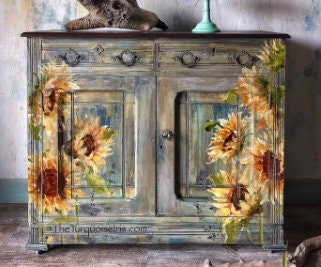 Iron Orchid Designs Painterly Florals Transfer - Sunflowers, Botanical Art for DIY Creations for Furniture and Crafts