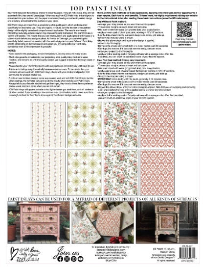 Iron Orchid Designs Lattice Rose Paint Inlay for Furniture Decor & Craft Projects, Floral Pattern DIY Home Accent