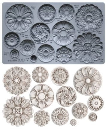 Iron Orchid Designs Rosettes Mould - Food Safe Silicone Mold for Decorative Medallions, Furniture Appliques & Crafts