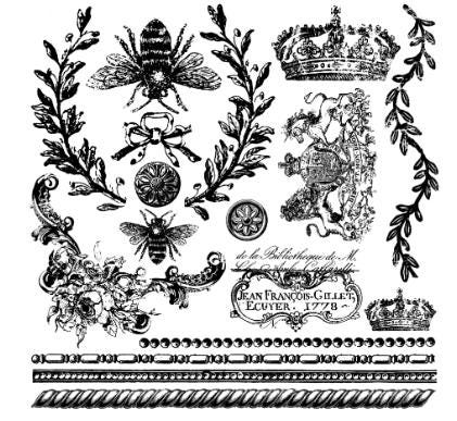 Iron Orchid Designs Queen Bee Stamp 12x12" | IOD Floral and Bee Motif for Scrapbooking, Journaling, and DIY Crafts