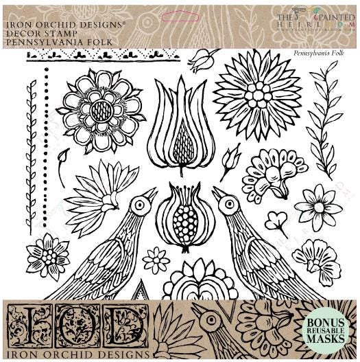 Last Ine —> Iron Orchid Designs - Pennsylvania Folk Stamp RETIRED