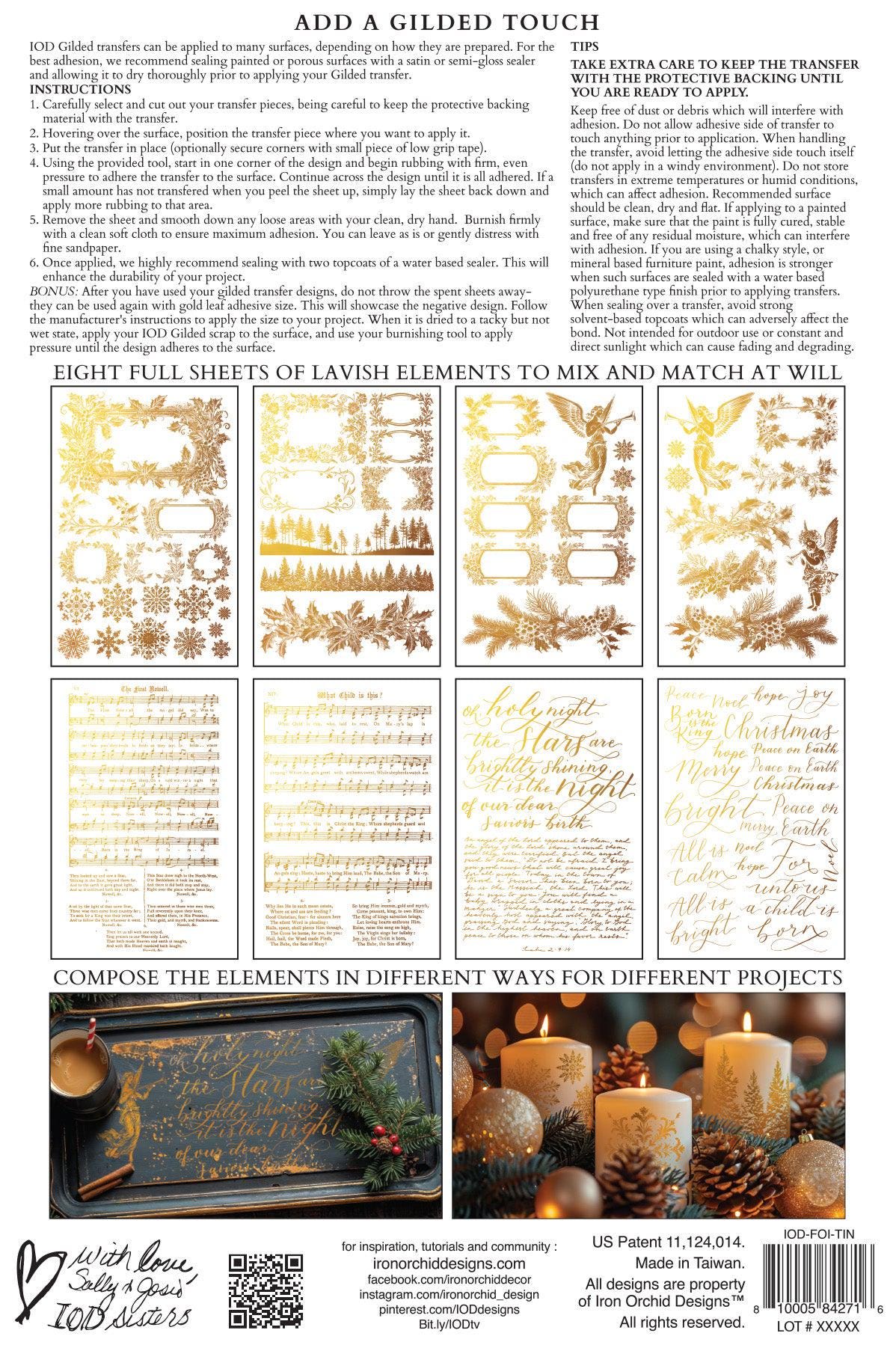 Iron Orchid Designs - Tinsel Gilded Transfer for Vintage Crafting & Home Decor Accent, Easy Application Decorative Art Decals