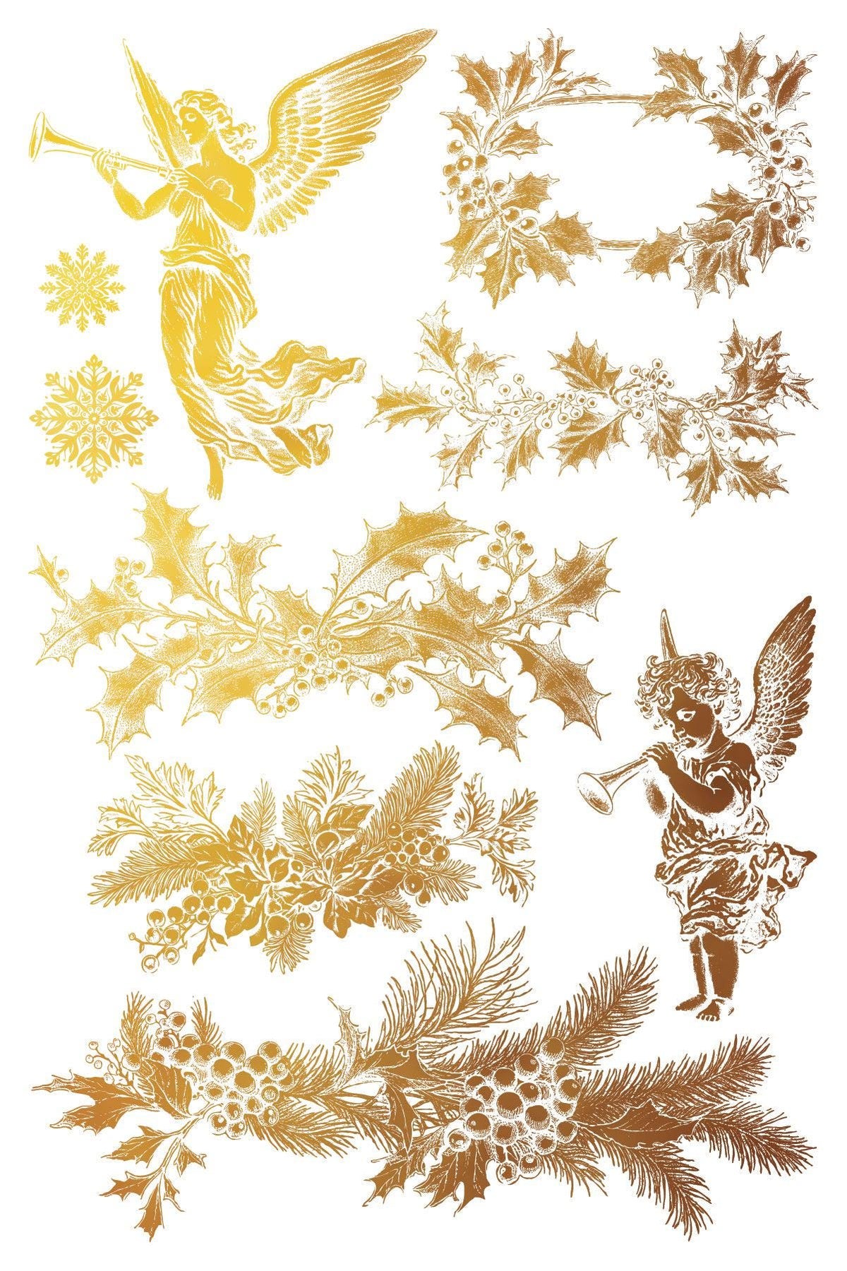 Iron Orchid Designs - Tinsel Gilded Transfer for Vintage Crafting & Home Decor Accent, Easy Application Decorative Art Decals
