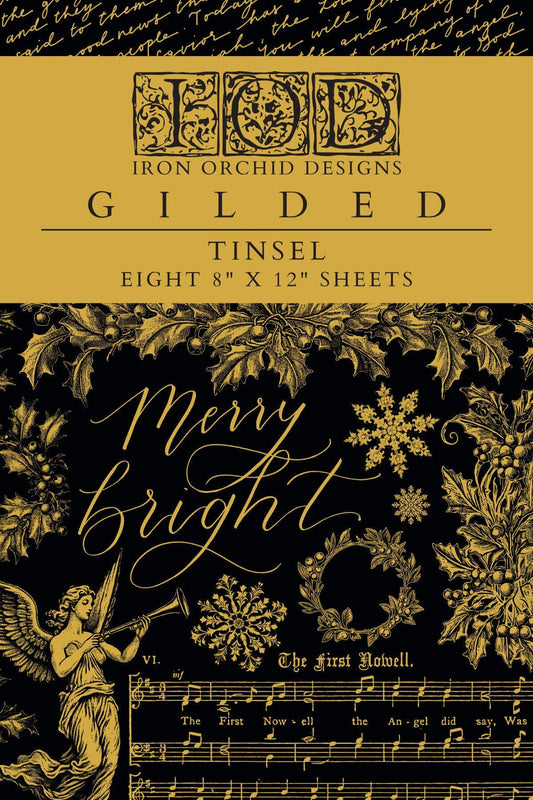 Iron Orchid Designs - Tinsel Gilded Transfer for Vintage Crafting & Home Decor Accent, Easy Application Decorative Art Decals