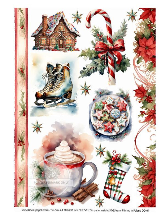 A4 Christmas Smalls DC401 - Decoupage Central