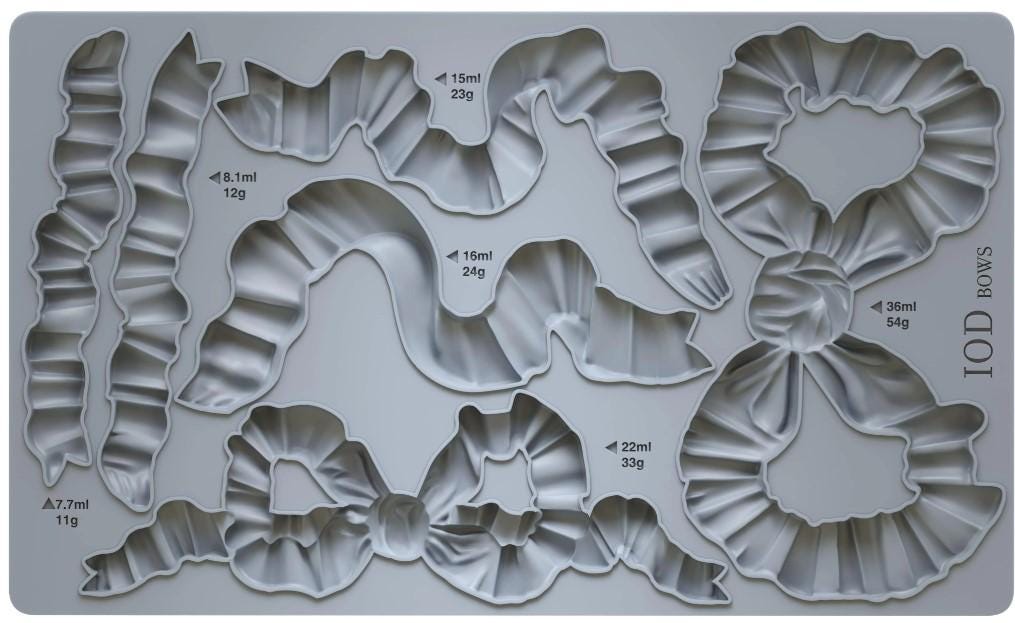 Iron Orchid Designs Bows Mould - Food Safe Silicone Mold for Ribbon Appliques, Furniture & Classical Crafts