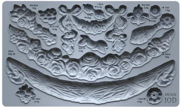 Iron Orchid Designs Swags Mould - Food Safe Silicone Mold for Decorative Garland Appliques, Furniture & Crafts