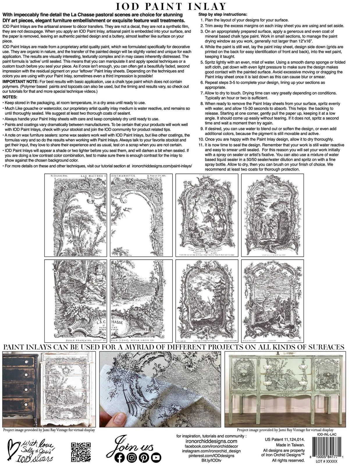 Iron Orchid Designs La Chasse Paint Inlay - French Hunting Scene Pattern for Furniture, Country Manor & Equestrian Decor