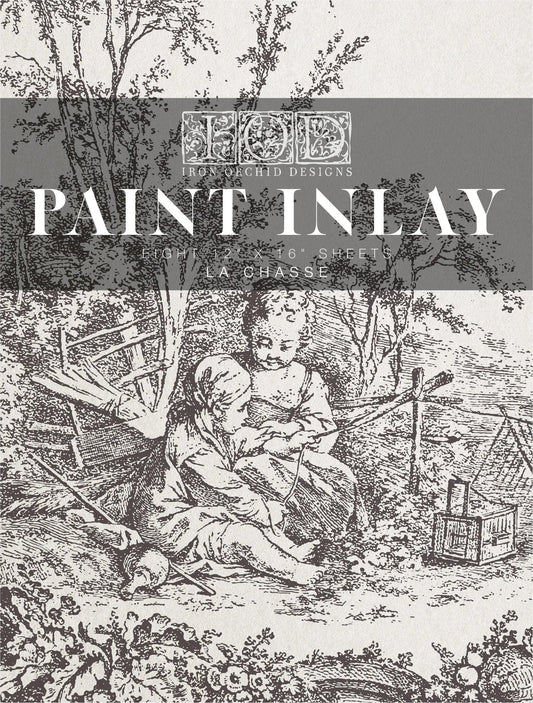 Iron Orchid Designs La Chasse Paint Inlay - French Hunting Scene Pattern for Furniture, Country Manor & Equestrian Decor