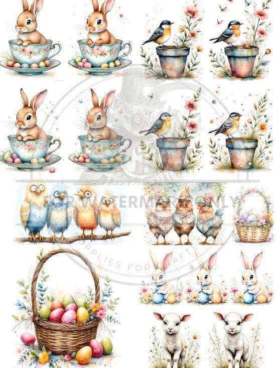 A4 Fun Easter Smalls Decoupage Paper - DC652