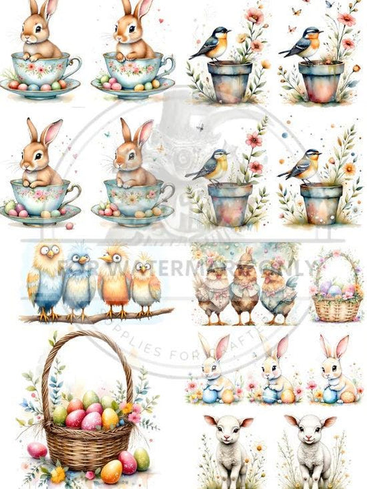 A4 Fun Easter Smalls Decoupage Paper - DC652