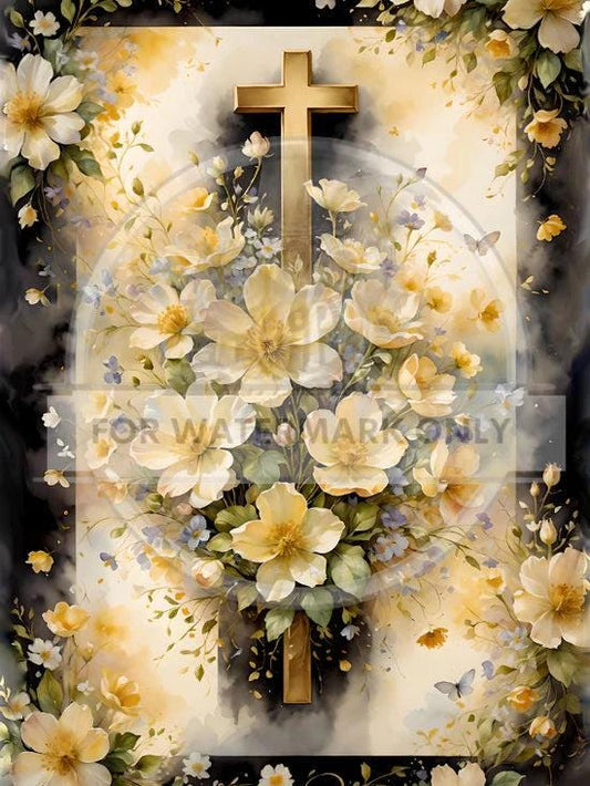A4 Flower Cross Rice Paper - DC607