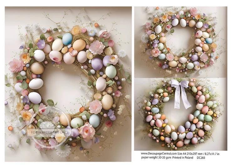 A4 Easter Egg Wreath Decoupage Paper DC283