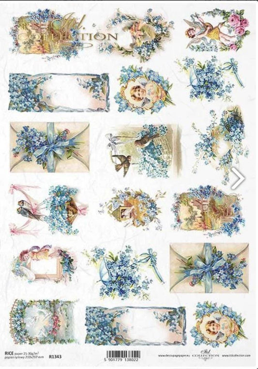 A4 Victorian Cherubs and Angels Montage Decoupage Paper - ITD R1343