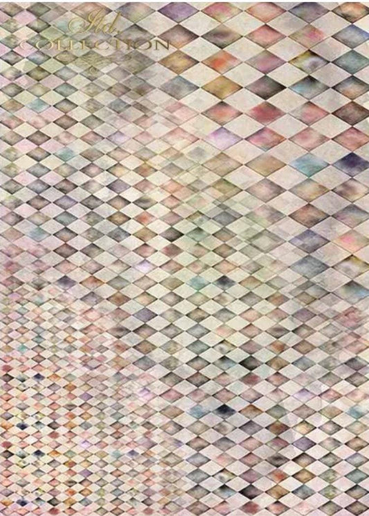 A4 Multicolor Harlequin Decoupage Paper - R1379