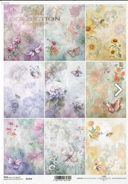 A4 Spring Squares Decoupage Paper - ITD R2259