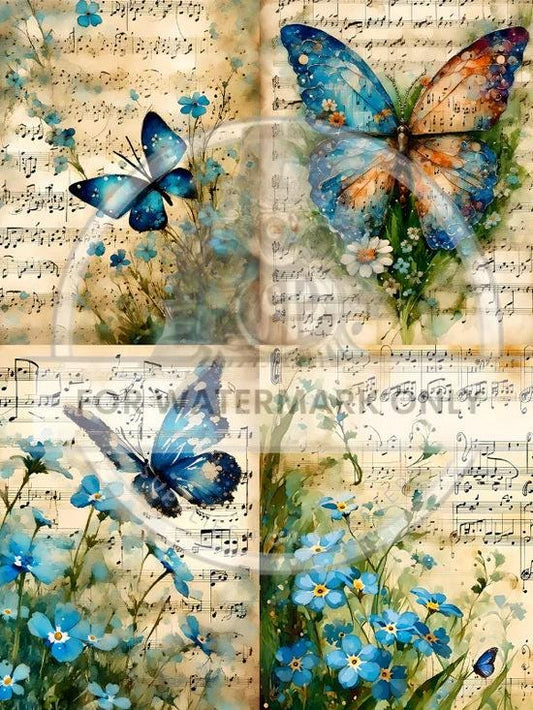 Musical Butterflies Quad Rice Paper - DC683