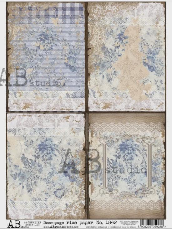 Denim Decoupage Rice Paper AB 1842 - Little Blue Denim-Look Craft Sheets for Scrapbooking & DIY Projects