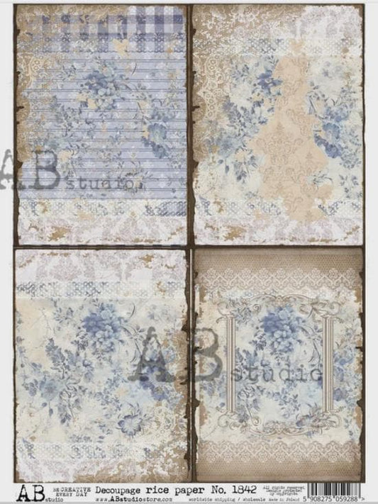 Denim Decoupage Rice Paper AB 1842 - Little Blue Denim-Look Craft Sheets for Scrapbooking & DIY Projects