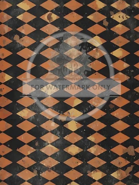 Fall Harlequin Decoupage Rice Paper in Orange and Black DC750