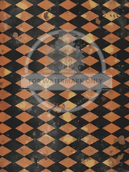 Fall Harlequin Decoupage Rice Paper in Orange and Black DC750