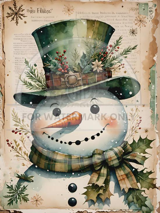 A3 Vintage Snowman Decoupage Paper - DC5063