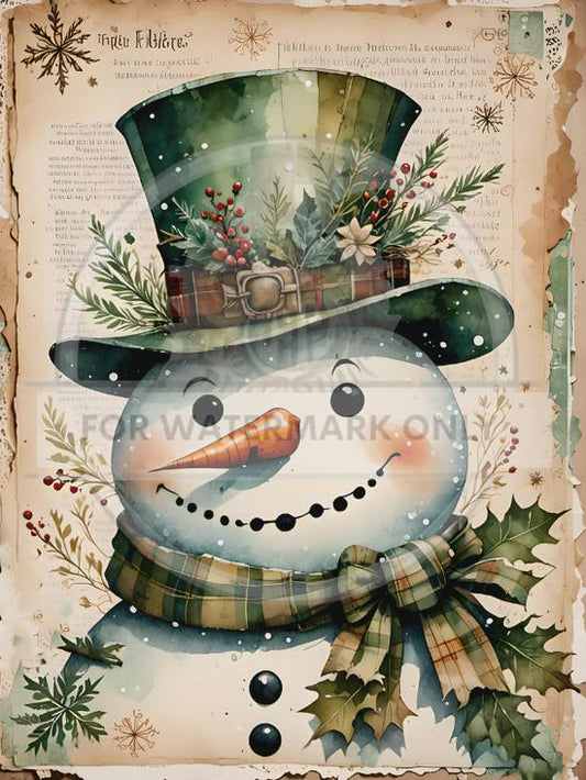 A3 Vintage Snowman Decoupage Paper - DC5063