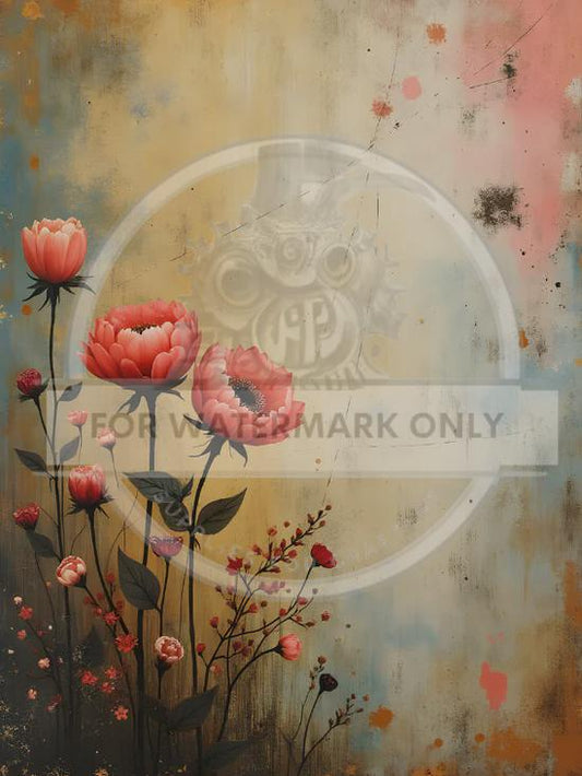 A4 Watercolor Floral Decoupage Rice Paper DC654 – Botanical Craft Sheet for Furniture, Mixed Media, Shabby Chic, Cottagecore Projects
