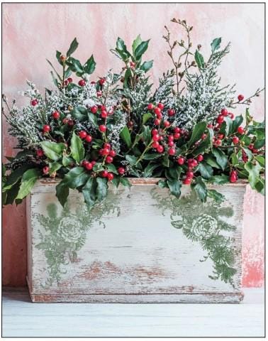 Iron Orchid Designs Holly and Pine 12x12 Holiday Stamp for your Christmas Decor and Gift Giving Projects - Limited Release