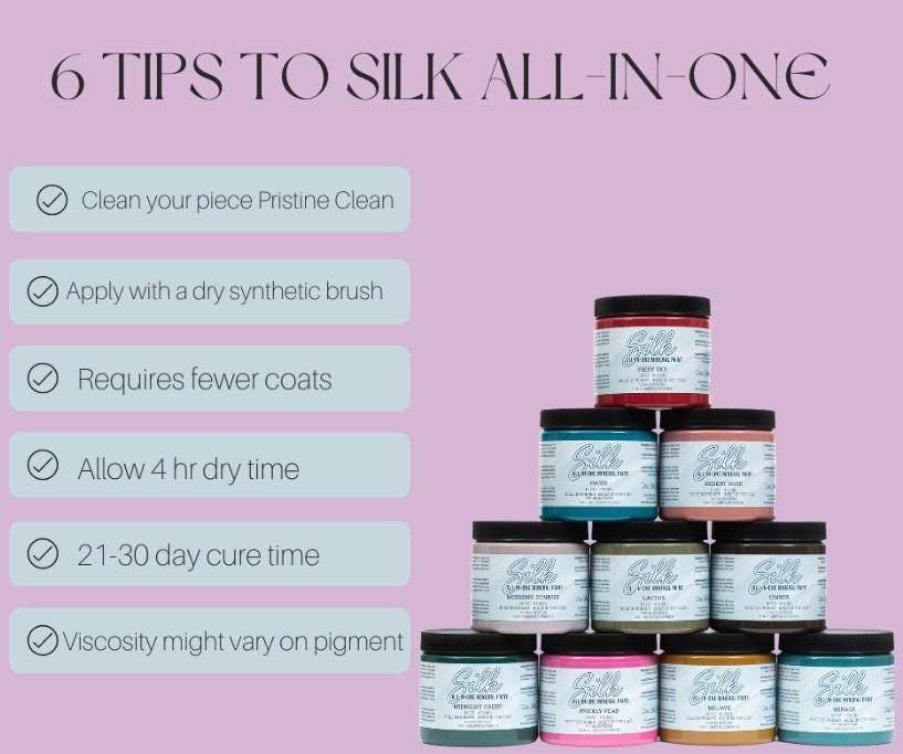 Dixie Belle SILK All-In-One Mineral Paint - 4oz Jars for Furniture, DIY Crafts, Home Decor - Durable Finish