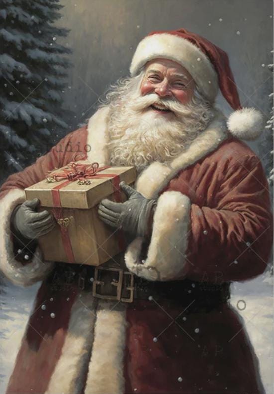 A4 Old World Santa Decoupage Rice Paper AB 2102