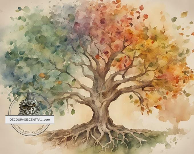 All Seasons Tree of Life Decoupage Rice Paper - DC199