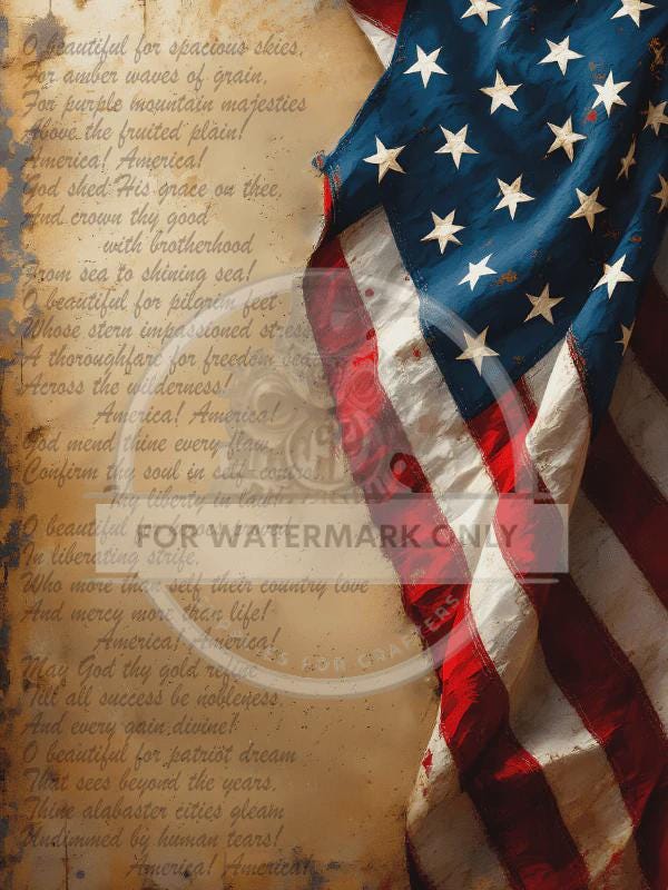 A4 America The Beautiful Decoupage Rice Paper DC738 - Patriotic Craft Supplies for Scrapbooking, DIY, and Home Decor