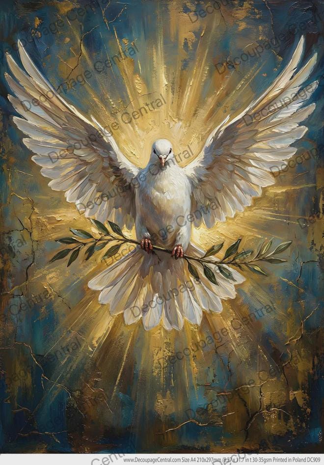 A4 Dove/Holy Spirit Decoupage Rice Paper DC909 - Decoupage, Scrapbooking & Crafts - Religious Art Paper