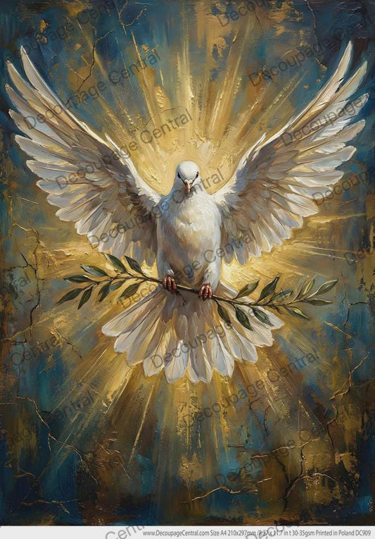A4 Dove/Holy Spirit Decoupage Rice Paper DC909 - Decoupage, Scrapbooking & Crafts - Religious Art Paper